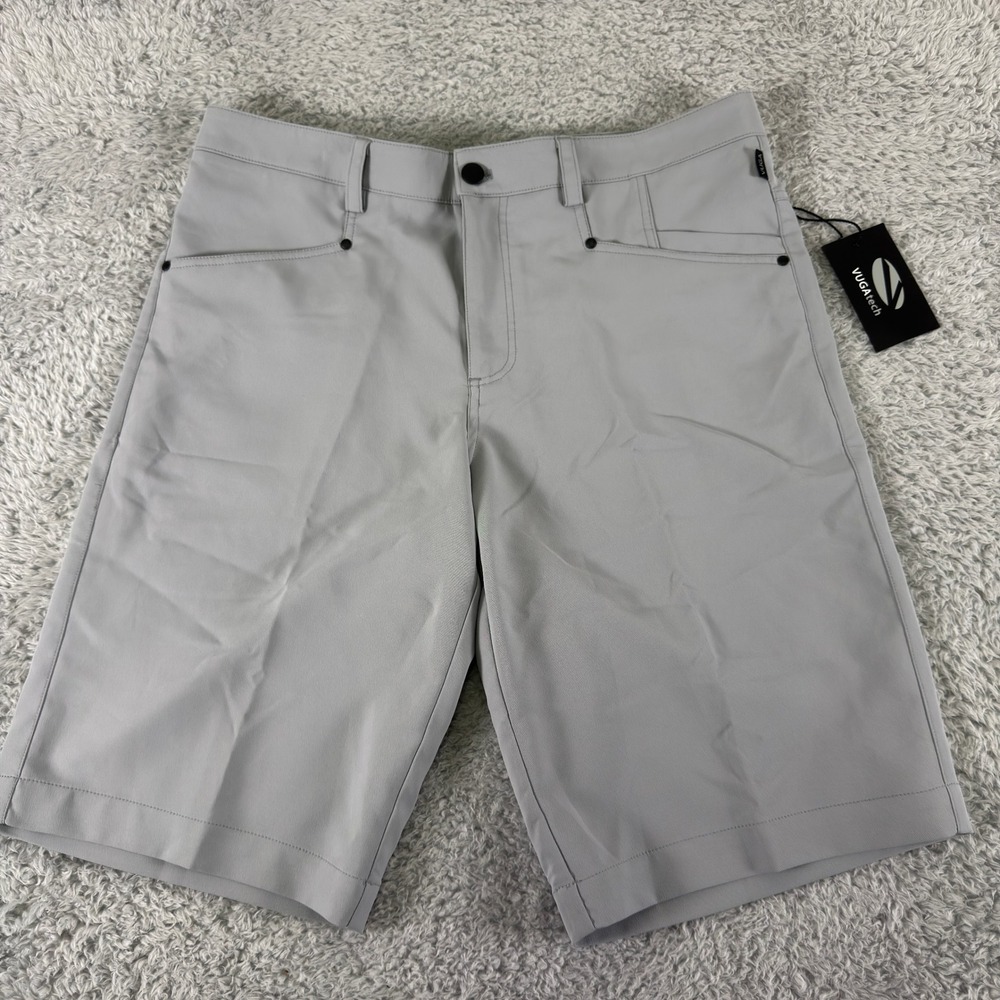 Vuga Tech Mens Golf Shorts Light Grey Performance Stretch Size 34 NWT